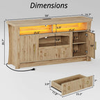 LIKIMIO TV Stand for 65 inch TVs, Entertainment Center with Power Outlet | 2 Storage Cabinets and Drawer. 60,000-color LED with Remote and APP Control. Cable Management Hole. P2 MDF. Easy Setup.