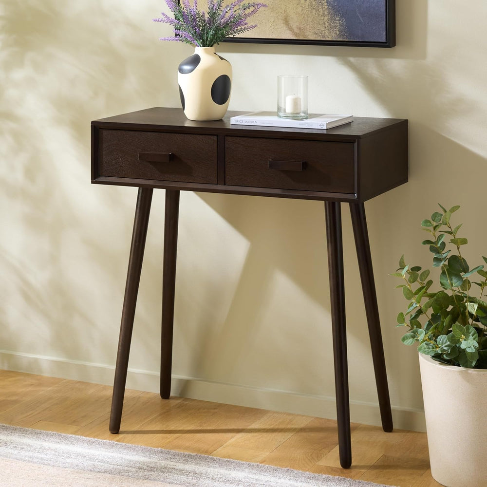 SAFAVIEH Home Collection – Dean Dark Chocolate 2-Drawer Console Table, Mid-Ce...