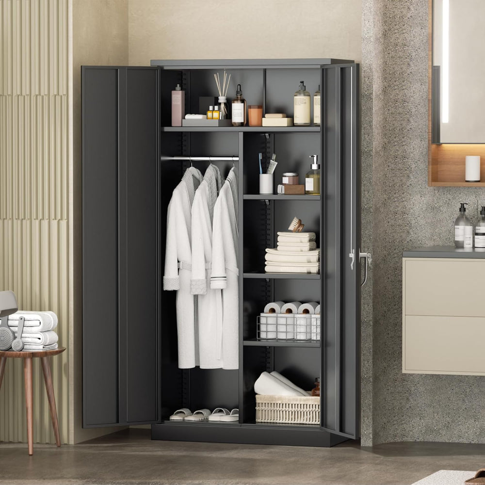 INTERGREAT Metal Wardrobe Cabinets with Lock, 72" Clothing Storage Cabin...