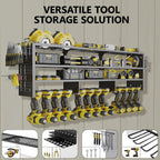 49" W Large Power Tool Organizer Wall Mount, 4 Layer Heavy Duty Metal Tool Storage Rack with 12 Drills Holder, Utility Racks for Garage Workshop, Ideal Garage Organization