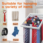 Tie Rack Wall Mounted, Adjustable Angle Tie Organizer for 60 Ties & Scarves | Holds up to 60 Ties, 10 Angle Slots, Wall-Mounted Easy Installation, Long-Lasting Design