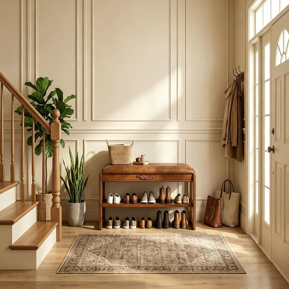 Shoe Rack Bench,2 Tiers Shoe Bench with Storage with Flip-Top,Wood Shoe Rack ...