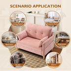 Urhanherry 47" Small Sofa Couch for Bedroom, Soft Chenille loveseat Mini Couch with Throw Pillow and Removable Cushion Cover for Small Spaces, Living Room, Apartment, Dorm, Office(Pink)