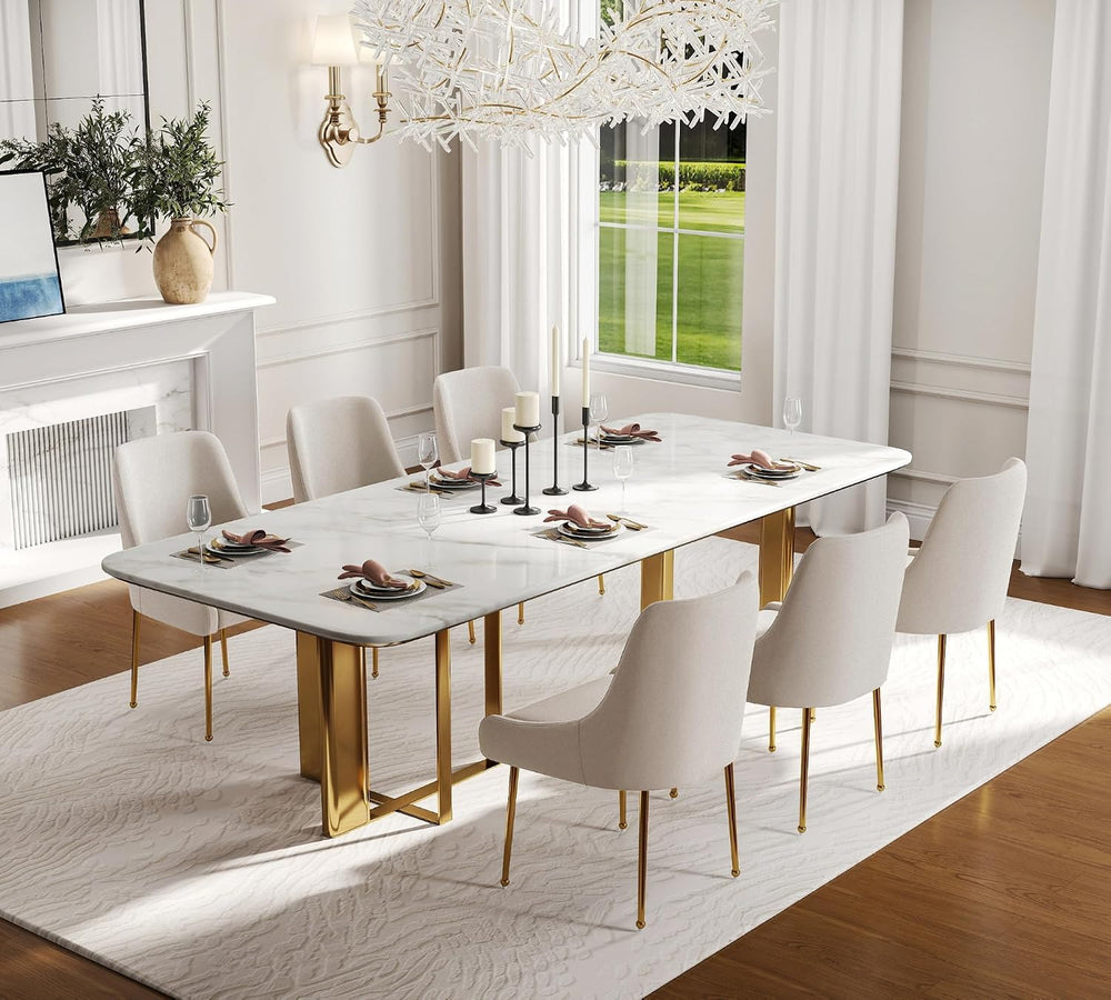 Hyfirm Modern White Dining Room Chairs Set of 2, Upholstered Velvet Dining Ch...