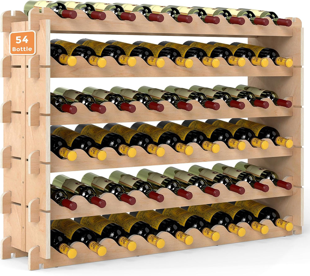 Stackable Wine Rack - 6-Tier Wobble-Free Modular Wine Holder, Freestanding Wo...