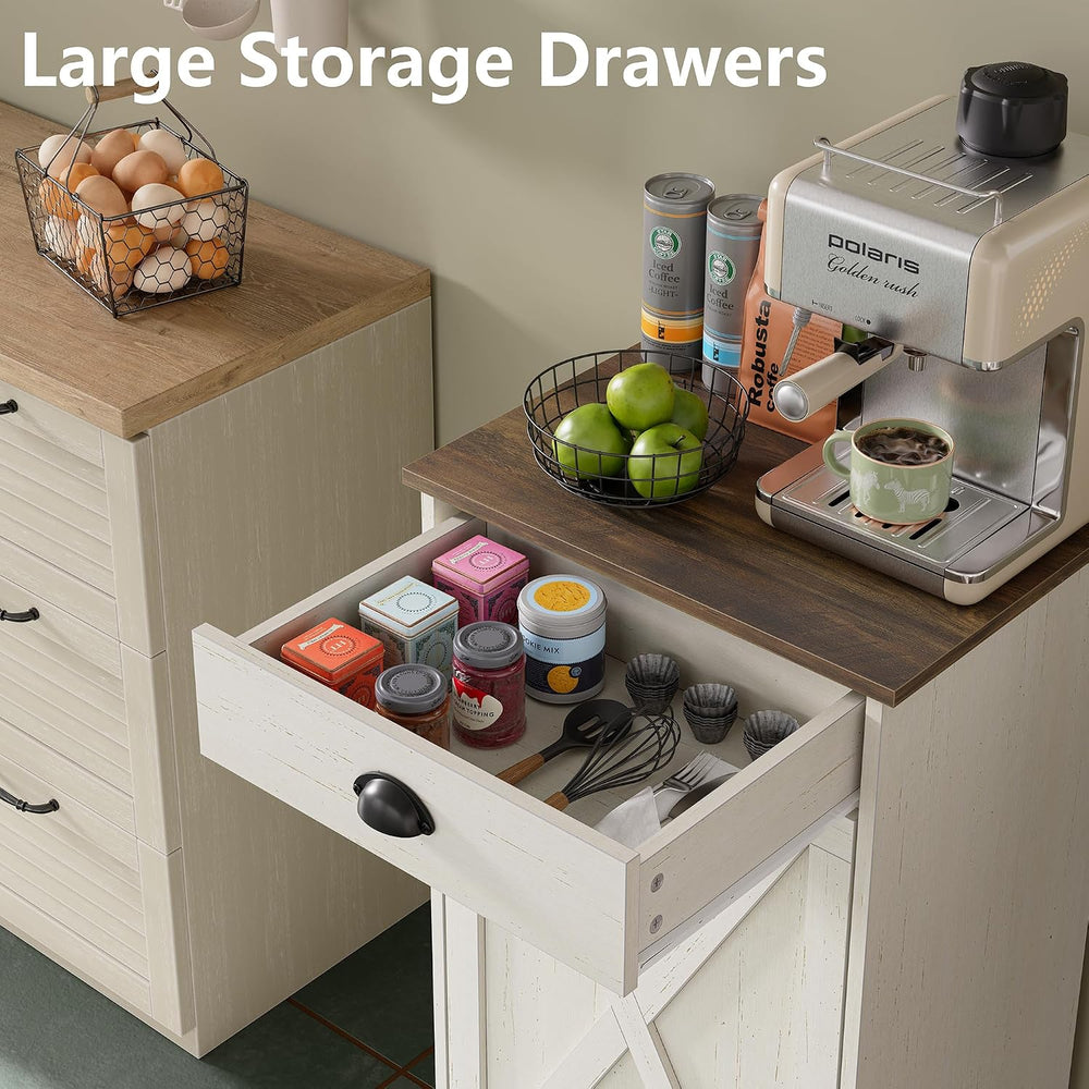 Furniouse Single Tilt Out Trash Can Cabinet with Drawer, 10 Gallon Wood Garba...