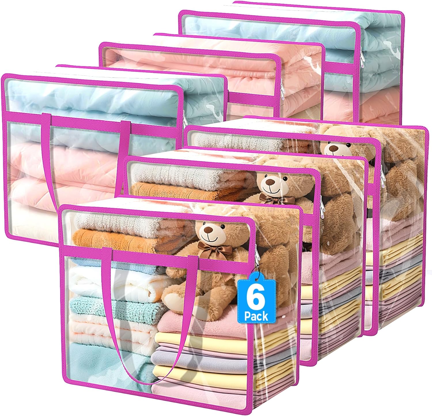 Budding Joy Clear Zippered Storage Bags for Clothes,40L Closet Organizers and Storage Containers Vinyl Moving Bag for Bedding, Linen, Blankets, Comforters, Clothing & Toys