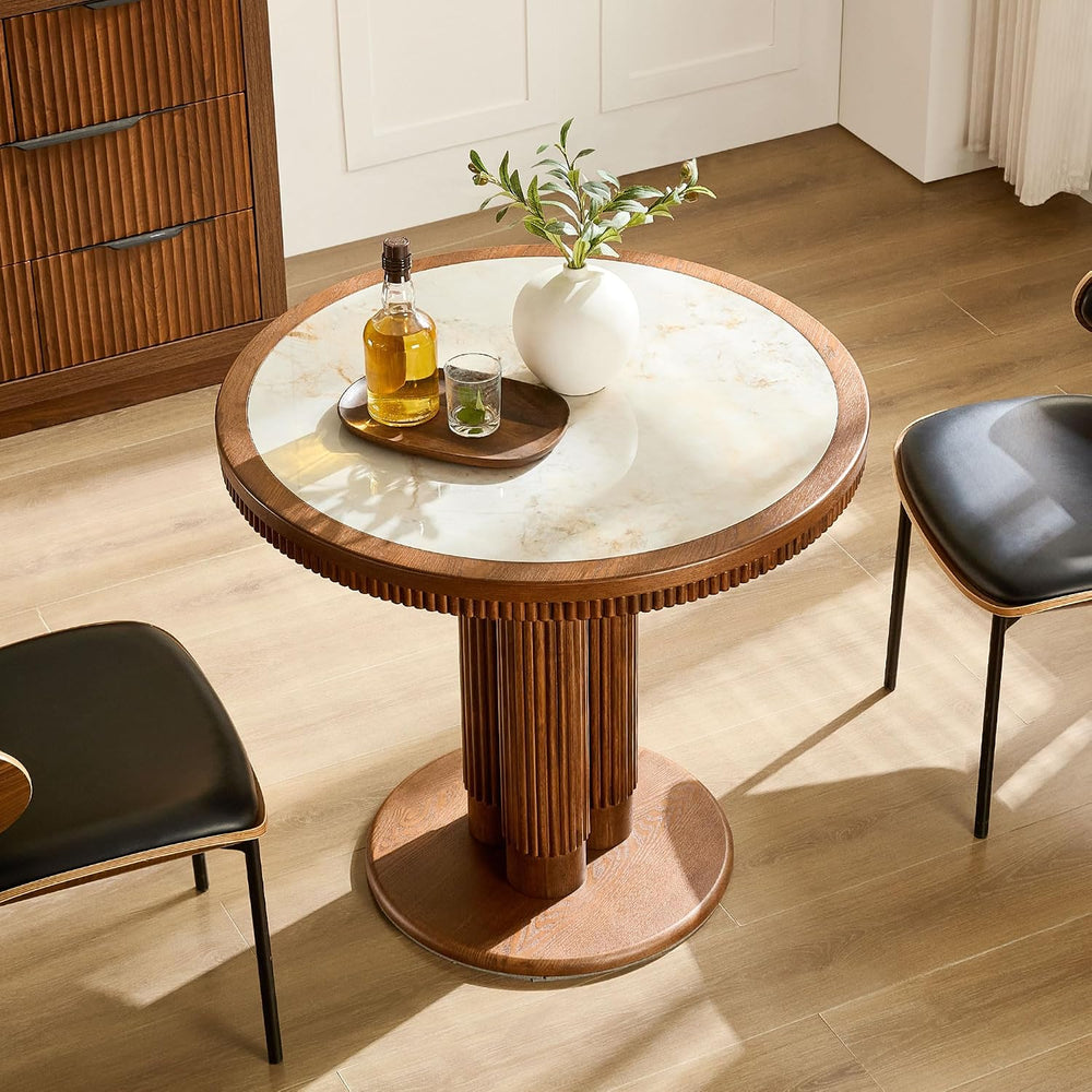 33.07 inch Mid-Century Round Dining Table for 2-4 People, 9mm Sintered Stone ...
