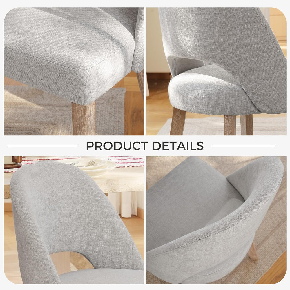 Wooden Dining Chairs Set of 6, Upholstered Modern Chenille Dining Room Chair ...