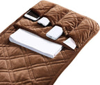 Brilliant Sunshine Chocolate Velvet Couch Armrest 5 Pockets Organizer, Slip Resistant Recliner Armchair Caddy, Washable Remote Controls Holder, Storage for Magazine, Tablet, iPad, 35×13", Chocolate