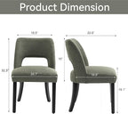VKNOW Wooden Dining Chairs Set of 2, Modern Fabric Upholstered Dining Room Chair Kitchen Chairs, Farmhouse Dinner Chair for Kitchen Dining Room, Green-Black Legs
