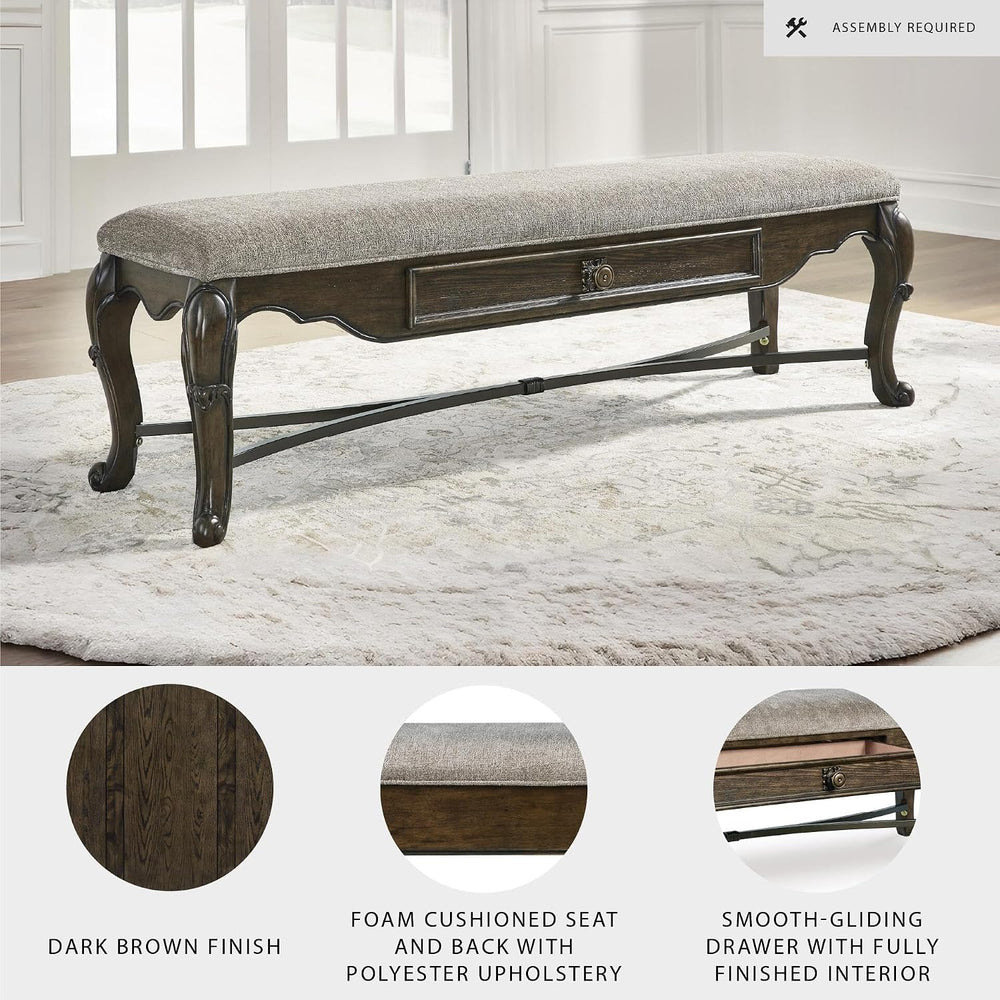 Signature Design by Ashley Maylee Upholstered Dining Bench, 63", Storage...