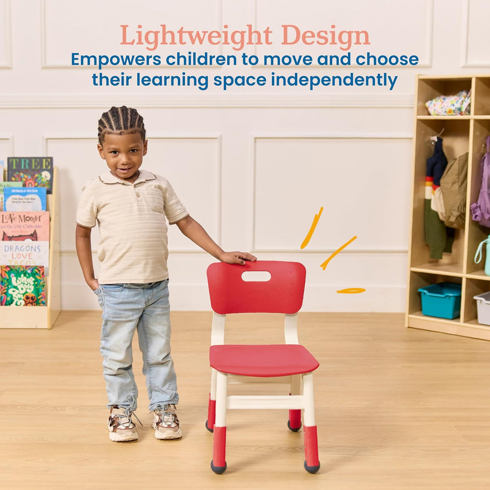 ECR4Kids Classroom Adjustable Chair, Flexible Seating, Red, 2-Pack