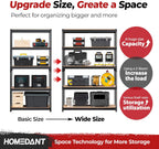 HOMEDANT 5 Tier Storage Shelves Adjustable Laminated Boltless Garage Metal Shelving Unit Heavy Duty Utility Rack Shelf Warehouse Pantry Closet Kitchen (10, (XL Deep) 48.1" W, Black)