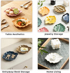 Reactive Glaze Leaf Ring Dish, Trinket Tray with Gift Box | Natural glaze variations make each piece unique, while the petite dish keeps rings, earrings, keys, and keepsakes visible