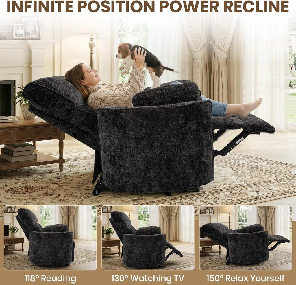 400-550 lbs Oversized Power Recliner Chair with USB, Extra Wide 32.7" Seat for Big & Tall Adults, Capacity Lounge Chair for Living Room