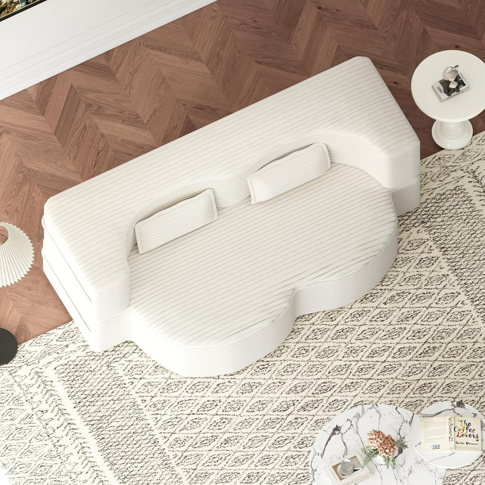 2 in 1 Convertible Folding Sofa Bed, Plush Corduroy Lazy Lounge Sofabed, Foam...