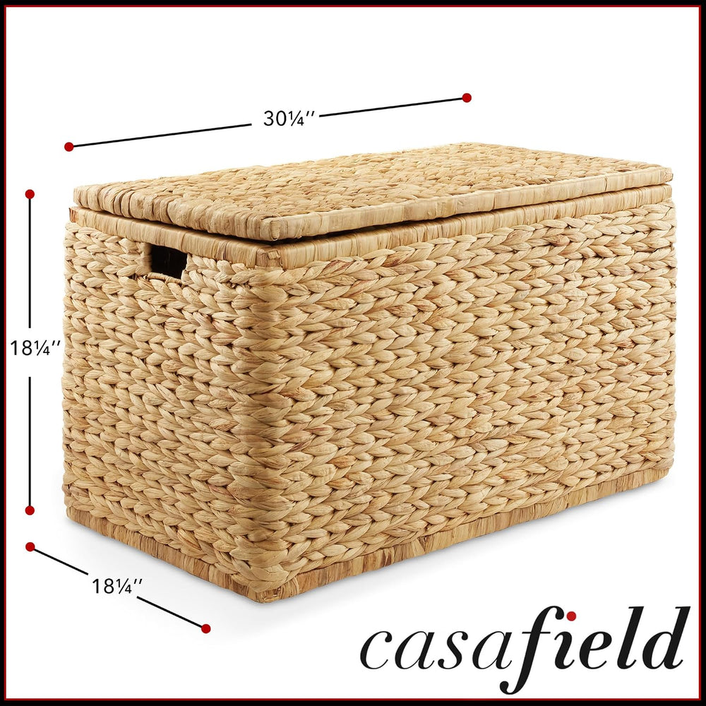Casafield 30" Storage Chest with Lid, Handles, and Safety Hinge - Natura...