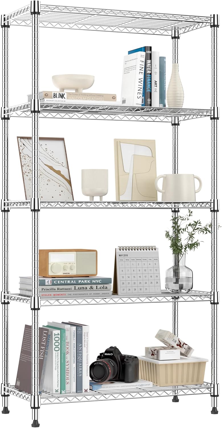 M MZG 1250 lbs 5 Tier Shelf Metal Storage Shelves Shelving Wire Rack Heavy Du...
