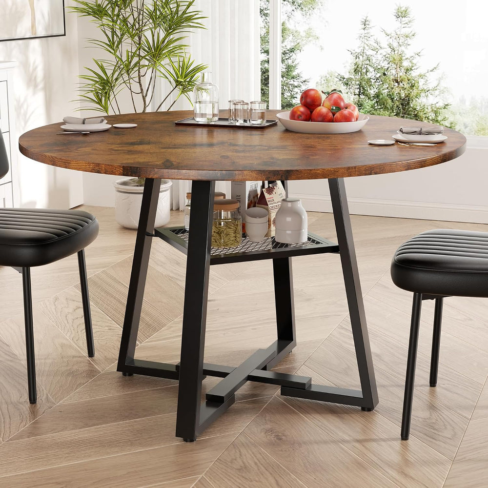 47 Inch Round Dining Table for 4-6 People,Modern Circle Dining Room Table Kit...