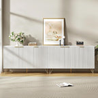 TV Stand for 90 inch TV Modern Entertainment Center Cabinet with 6 Doors Wood Media Console Storage Cabinets for Living Room Bedroom, White