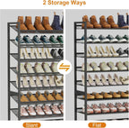Large Shoe Rack 10 Tier Shoe Organizer, Heavy Duty Metal 5-Tier Stackable Shoe Storage Vertical Shoe Rack for Closet Front Door Entrance, Up to 62 Pairs, 44.8" W x 11.4" D x 71.2" H, Black