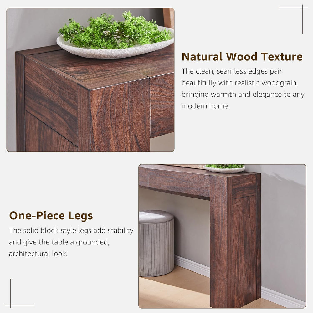 OKD 63" Console Table with Drawers, Thick Block Entryway Table, Walnut |...