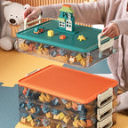 Toys Storage Organizer Bins for Lego, Stackable Toys Organizer, Lego Building Block Storage, Toy Storage Box with 24 Palace Grids, Plastic Stackable Organizer Bins (Green 2layers)