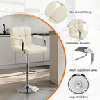 Yaheetech Bart Stools Set of 4, PU Leather Adjustable Barstools with Armrest, Counter Height Stool Chairs with Thickened Seat Cushion for Kitchen Island, Beige