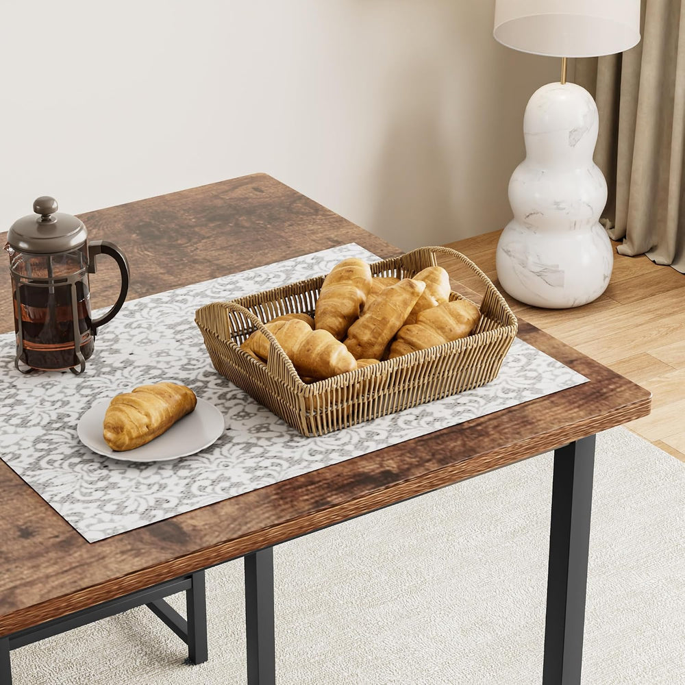 VECELO Dining Table and Faux Leather Chairs Set for 4, Brown | Kitchen table ...