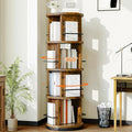 HOOBRO Rotating Bookshelf, 360° Spinning Bookshelf for Small Spaces, 4-Tier Floor Standing Bookcase Storage Rack, Wooden Corner Bookcase for Living Room, Study, Office, Rustic Brown and Black FG54SJ01