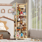 Stuffed Animal Storage, Wood Stuffed Animal Zoo with Wheels & Net, Toy Storage Organizer with Elastic Band, Large Capacity Toy Holder for Nursery, Playroom (3-Layers)