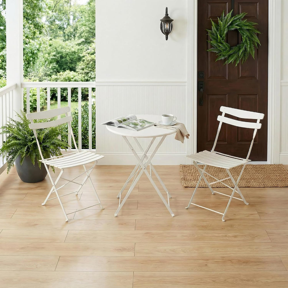 GarveeLife 3 Piece Patio Bistro Set, Patio Furniture Set, White