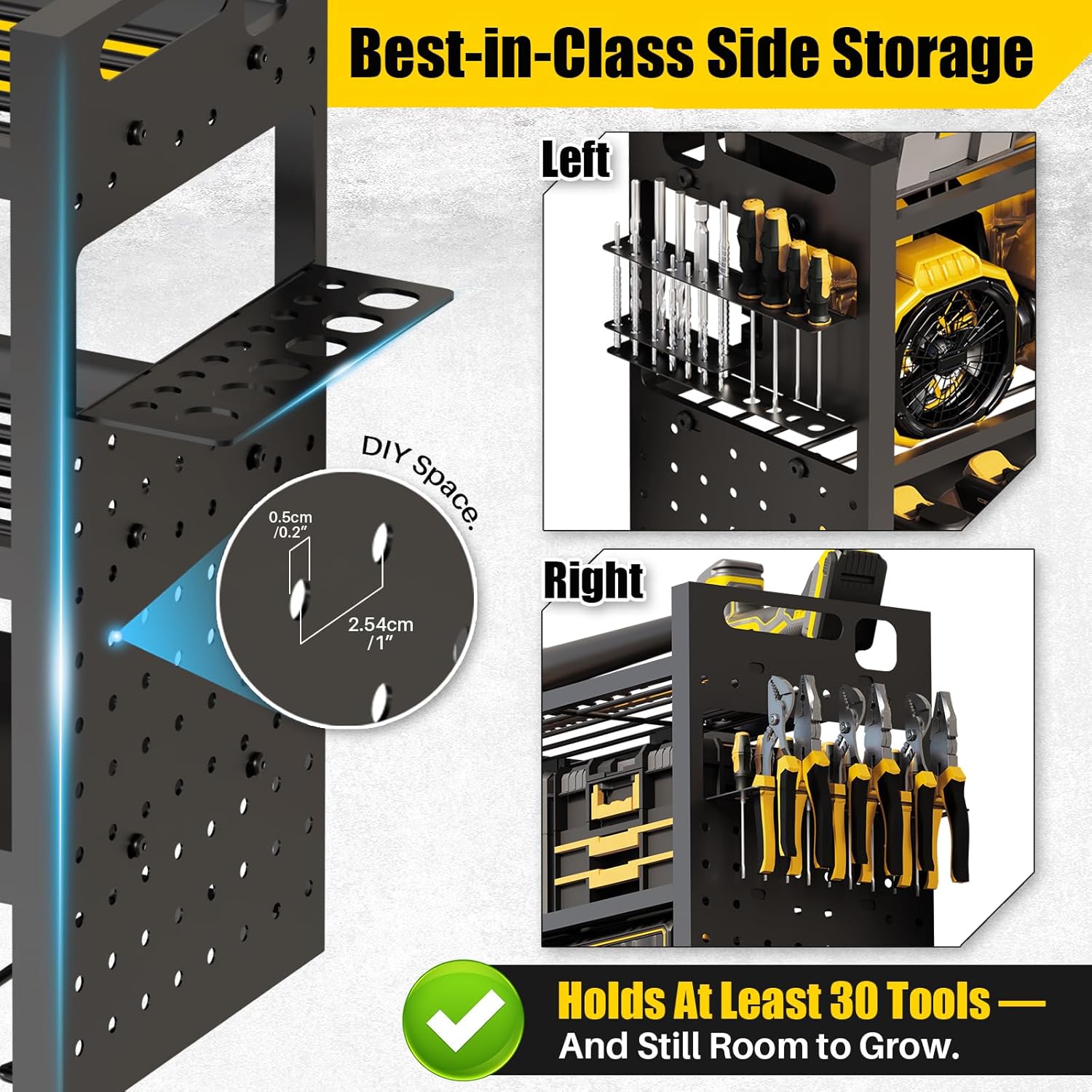 Large 49''W Power Tool Organizer Wall Mount | 620lbs Garage Storage Rack with 12 Cordless Drill Holder | 4-Tier Heavy Duty Utility Shelf for Battery Workshop Organization