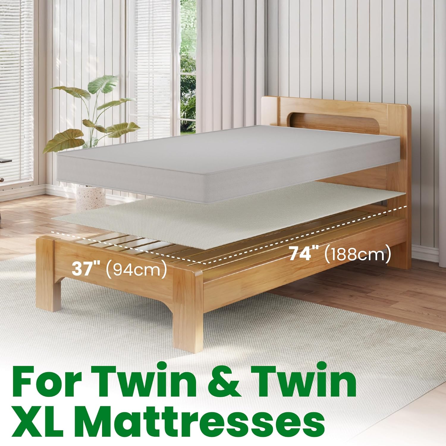 ECOHomes Non Slip Mattress Gripper Pad Stop Mattress, Keep Topper from Sliding - Anti Slip Grip Pads Holder Stop Couch Cushion, Sofa Cushions, Patio & Furniture to Prevent Sliding (Twin)