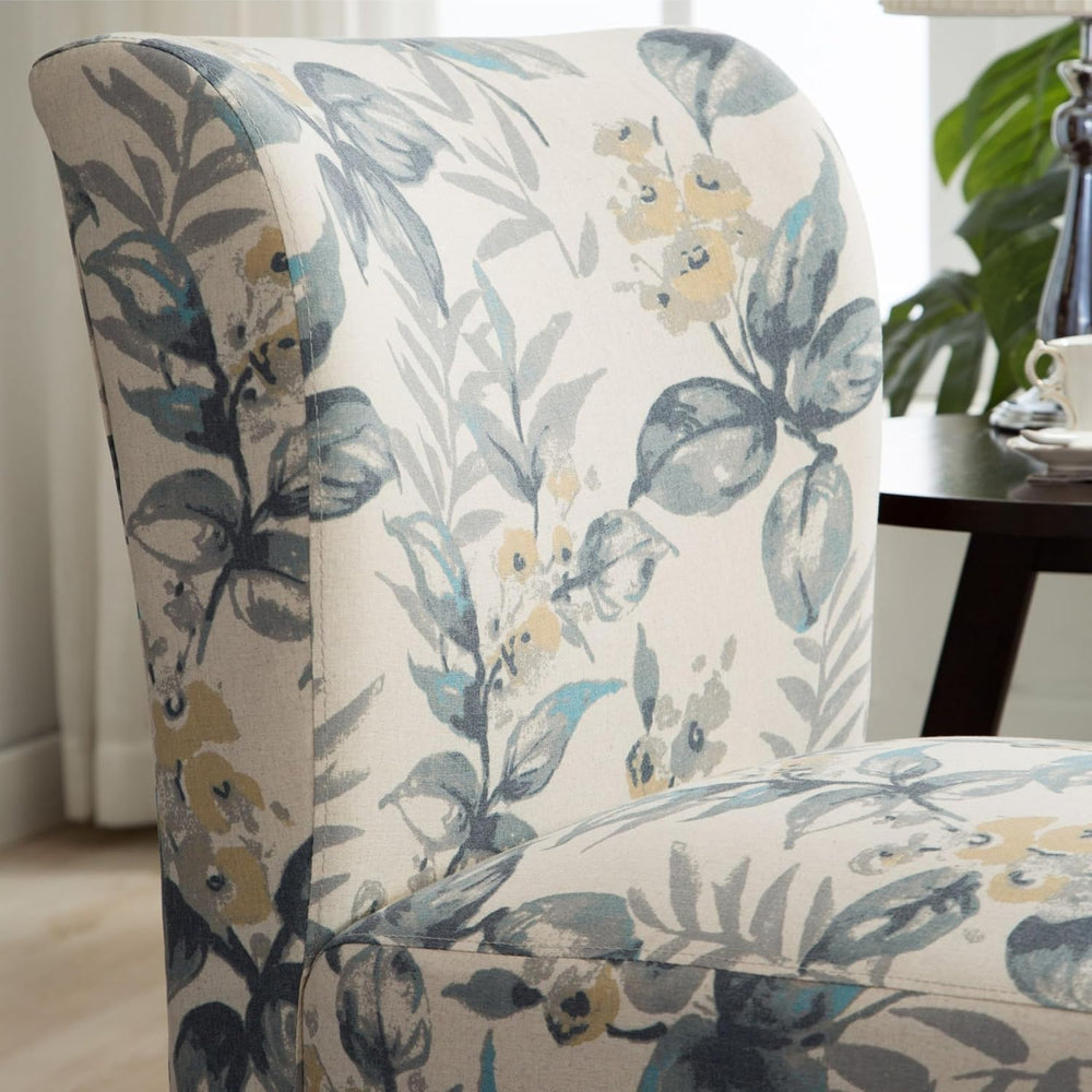 Roundhill Furniture Capa Print abric Armless Contemporary Accent Chair, Blue ...