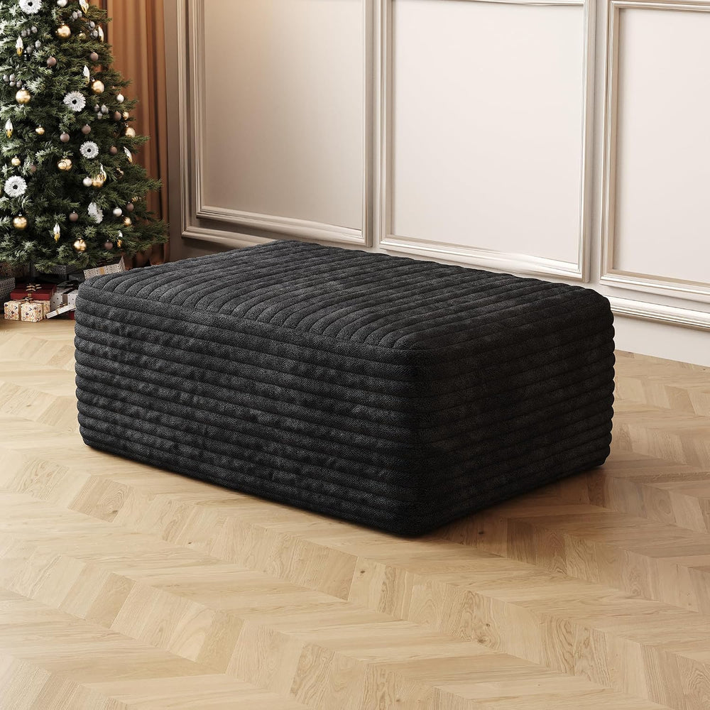 37.4" Plush Corduroy Ottoman, Upholstered Cloud Ottoman for Couch in a B...
