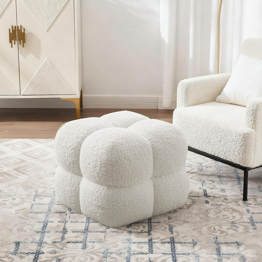 Zesthouse Square Pouf Ottomans Set of 2, Modern Backless Vanity Stool for Bed...