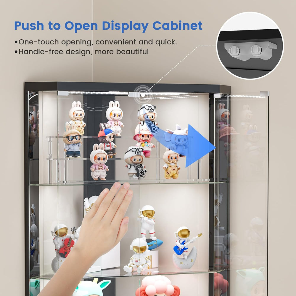 Lvifur Corner Display Cabinet with RGB Lights,5-Tiers Curio Cabinet Display C...
