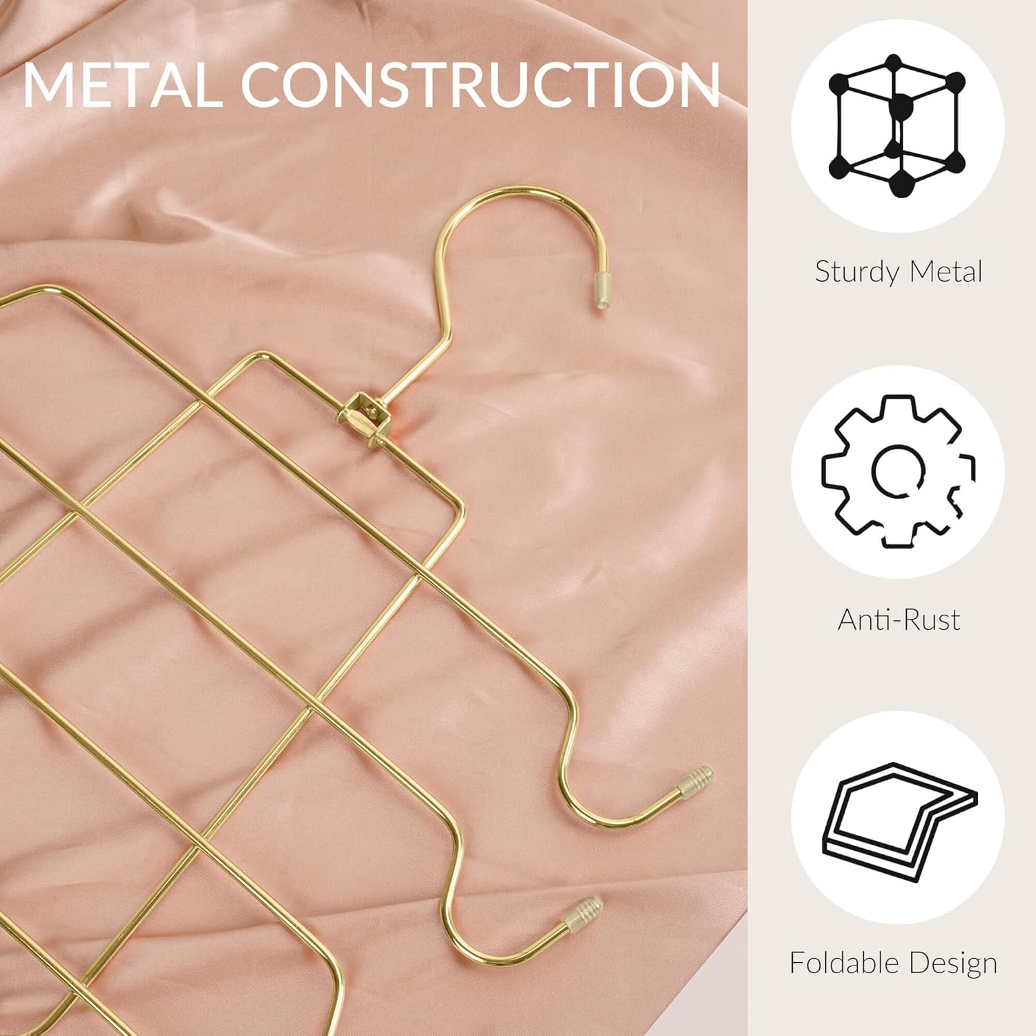 ZEDODIER Tank Top Hanger Space Saving, Bra Hangers for Closet Organizer, Hanging Bra Organizer Tank Tops Holder with 8 Hooks, Metal Closet Organizers and Storage Small Space Solutions, Gold