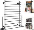 12 Layers 80cm Black Wall Display Stand Wrapping Paper Ribbon Organizer Tie Scarf Rack Belt Towel Holder Spool Hijab Stand Metal Shelving for Home, Retail Stores, Flower Shop, Studio, Sewing