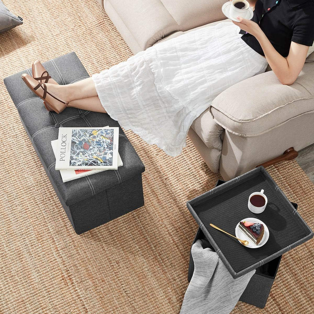 YOUDENOVA Ottoman with Storage, 30" Storage Ottoman Bench, Linen Gray | ...