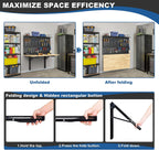 Ultrawall Wall Mounted Workbench with Pegboard, Folding Down Work Table Metal Pegboard Wall Organizer for Garage, Workshop, 48”X24”
