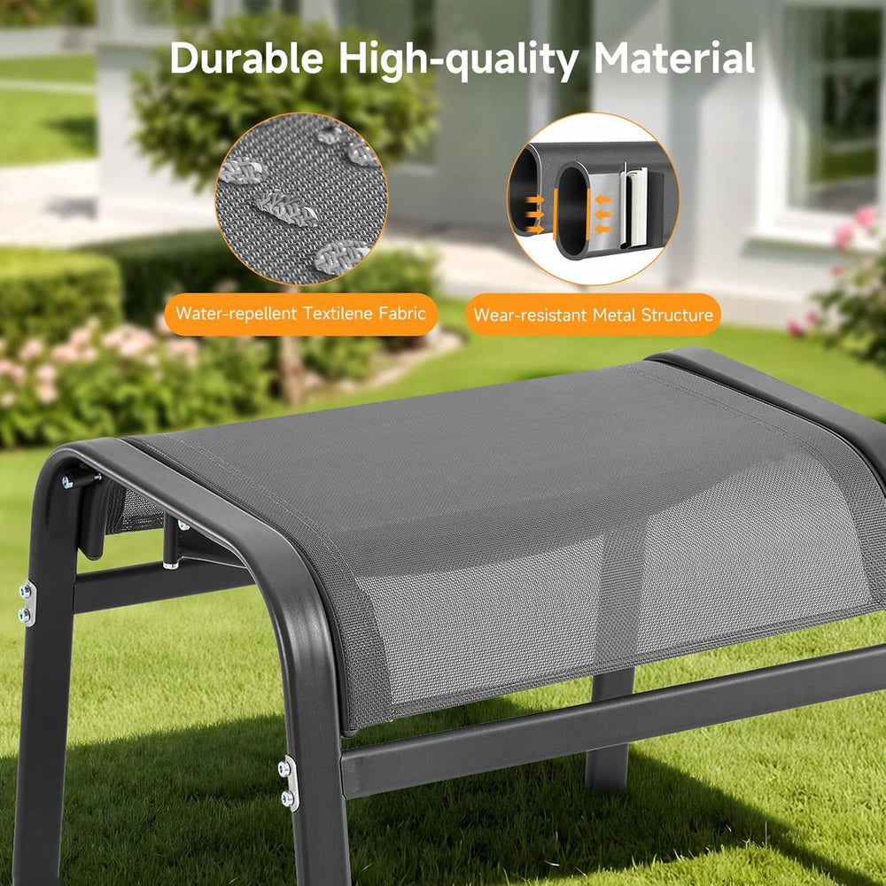 ONBRILL Outdoor Ottoman Set of 2, All Weather Outdoor Foot Stool with Support...