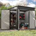 Aoxun 7.5'x4' Triple Door Shed Outdoor Storage Shed with Three Lockable Door for Easily Accessing Metal Storage Cabinet with Slopping Roof for Tools Bicycles Storage for Garden, Backyards (Black)
