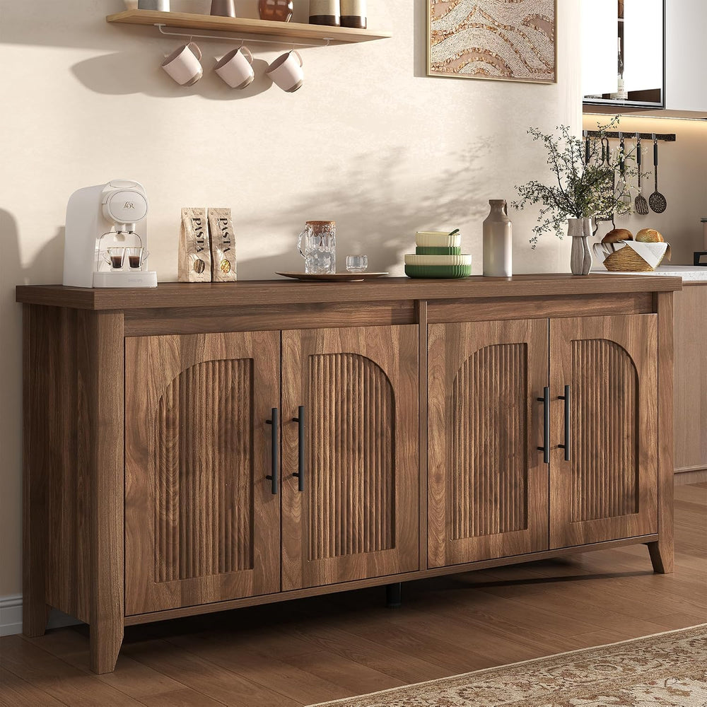 knoworld Modern Buffet Cabinet with Storage, 63" Fluted Sideboard Cabine...