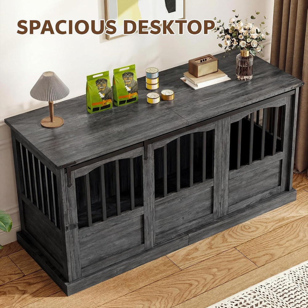 Homiflex 53 Inch Wooden Dog Crate Furniture Heavy Duty Dog Kennel Furniture w...