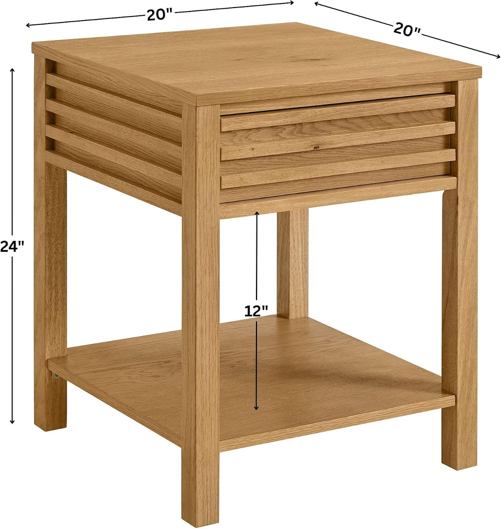 Martin Svensson Home Julian Genuine Oak Wood End Table, 20 Inch Square, Mid C...