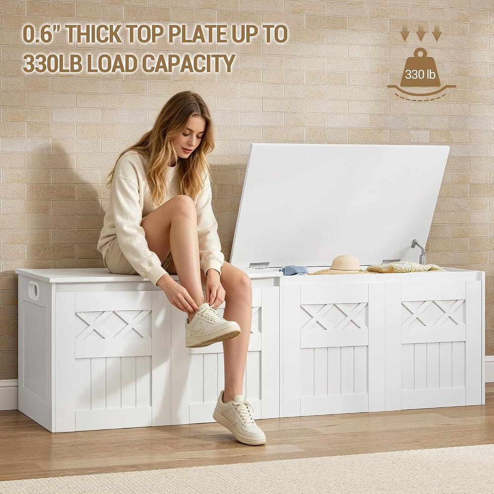 Hzuaneri 59" Modern Farmhouse Storage Chest and Bench | 70 Gal | 330lb S...