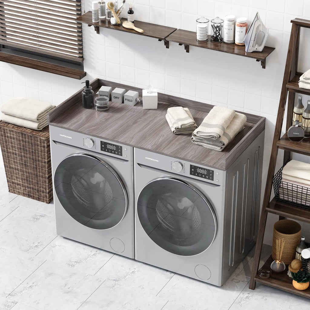 OfficeSimpli Large Washer Dryer Countertop 30 x 58 - Made in USA - Heavy-Duty Laundry Countertop Over Washer and Dryer, Laundry Room Countertop Organization Solution with Non-Slip Pads, Iconic Maple